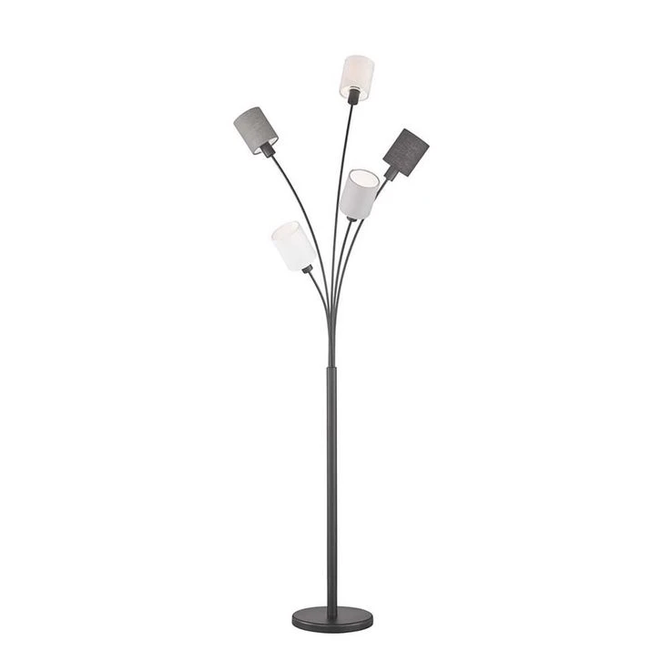 Stehleuchte Schwarz, Leinen, H 172