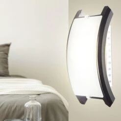 Wandleuchte, Holz, Dunkel, Glas, Satiniert