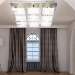 LED Deckenleuchte Aus Chrom Und Satiniertem Glas