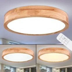 LED Deckenleuchte, Holzoptik, Fernbedienung, CCT, 40 Cm
