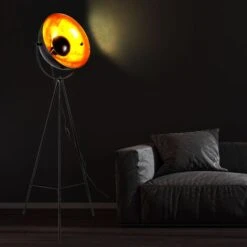 Stehleuchte, 3-Bein, Schwarz-gold, H 166 Cm