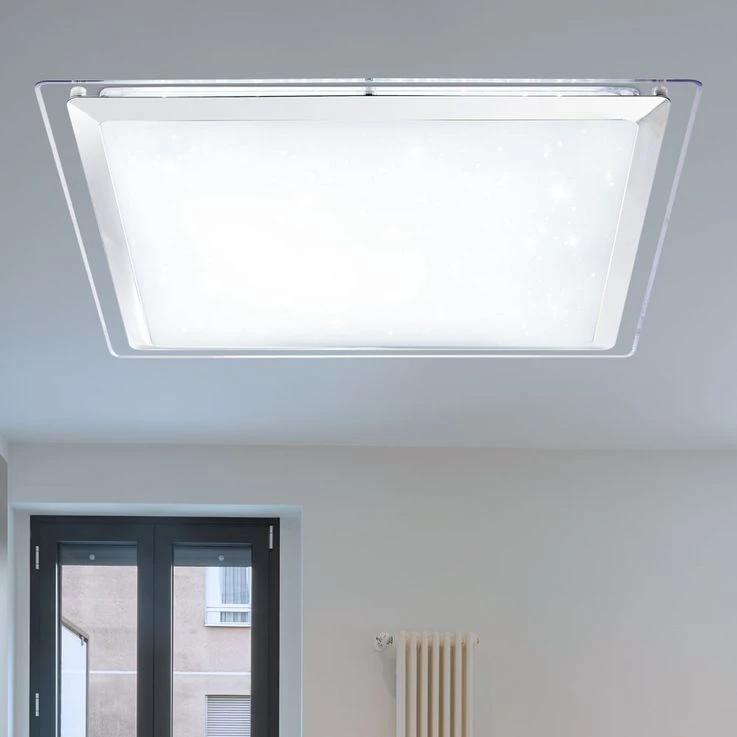 LED Deckenleuchte, Fernbedienung, Dimmbar, Sparkle, Chrom – Bild 5