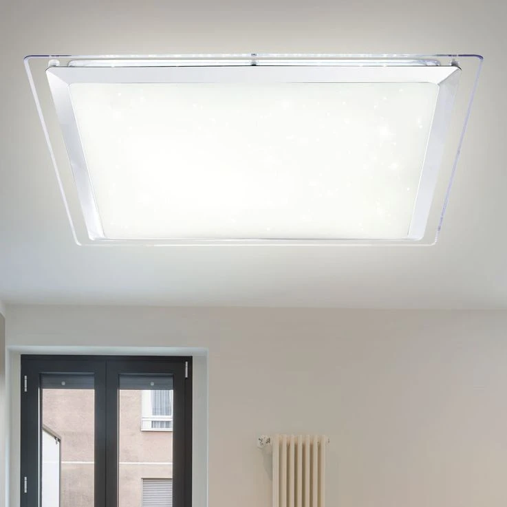 LED Deckenleuchte, Fernbedienung, Dimmbar, Sparkle, Chrom – Bild 4