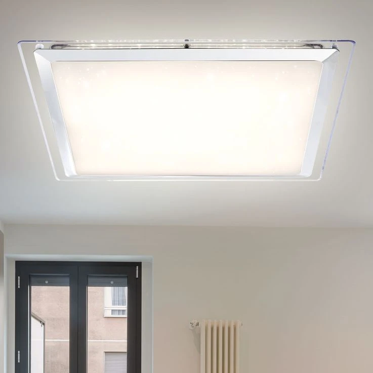 LED Deckenleuchte, Fernbedienung, Dimmbar, Sparkle, Chrom – Bild 3