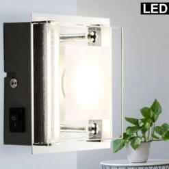 LED Wandleuchte, Glas Satiniert, Anthrazit, L 12 Cm, PATRA