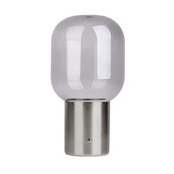 LED Tischleuchte, Metall Glas, Chrom, Akku