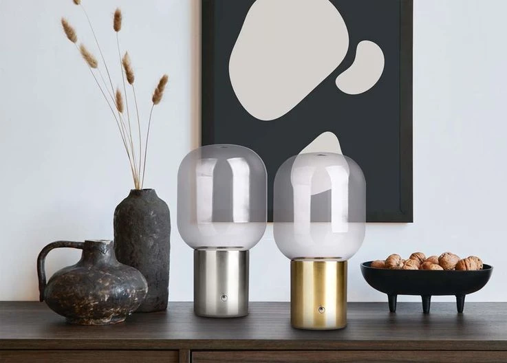 LED Tischleuchte, Metall Glas, Chrom, Akku – Bild 11