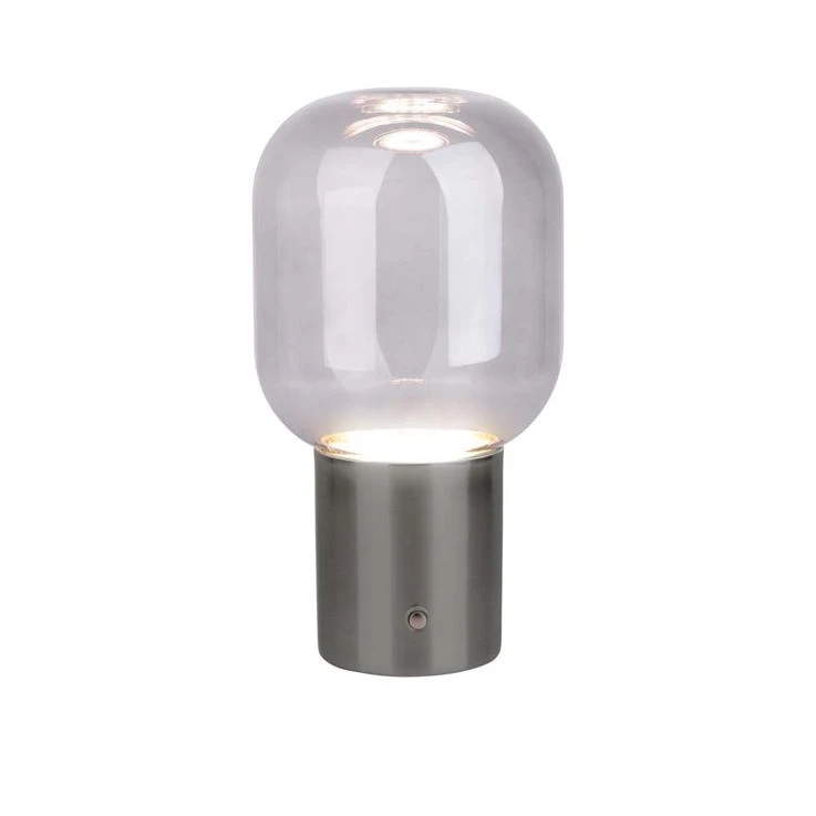 LED Tischleuchte, Metall Glas, Chrom, Akku – Bild 4