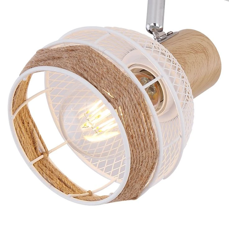 Deckenleuchte, Hanfseil, Weiß-braun, Holz-Optik, Spots Verstellbar, WIDY – Bild 10