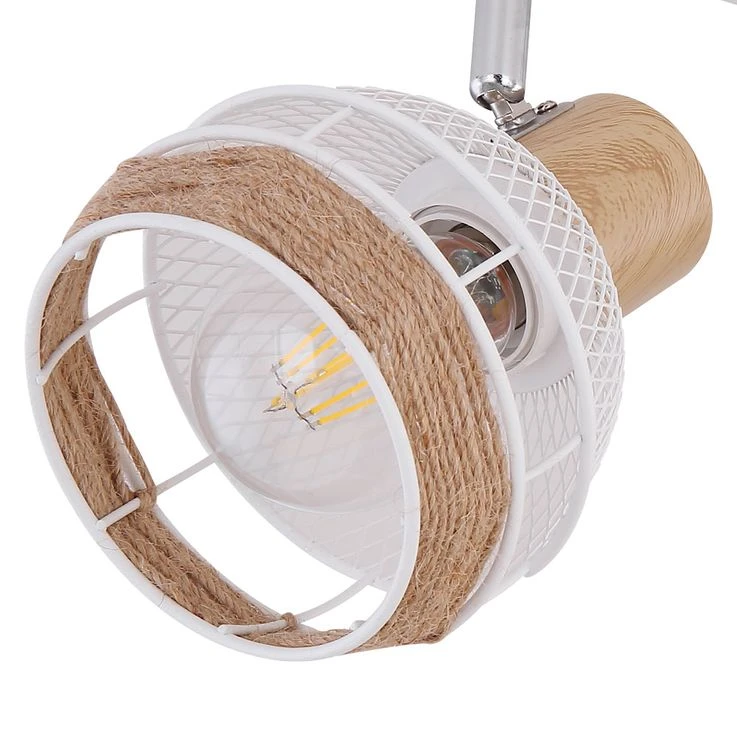 Deckenleuchte, Hanfseil, Weiß-braun, Holz-Optik, Spots Verstellbar, WIDY – Bild 11
