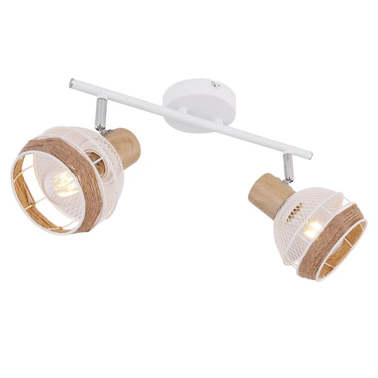 Deckenleuchte, Hanfseil, Weiß-braun, Holz-Optik, Spots Verstellbar, WIDY – Bild 8