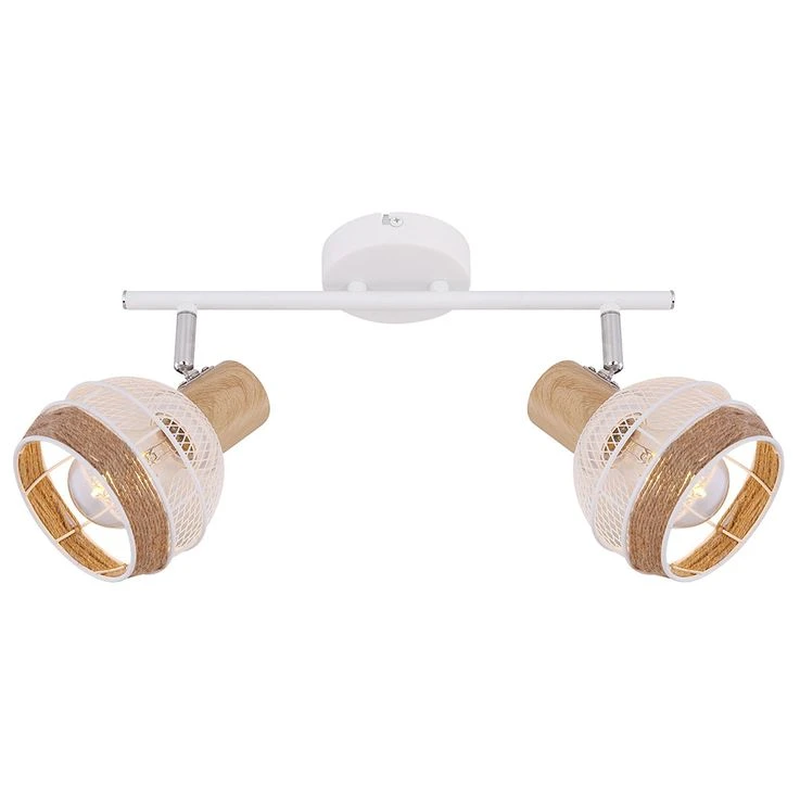 Deckenleuchte, Hanfseil, Weiß-braun, Holz-Optik, Spots Verstellbar, WIDY – Bild 9