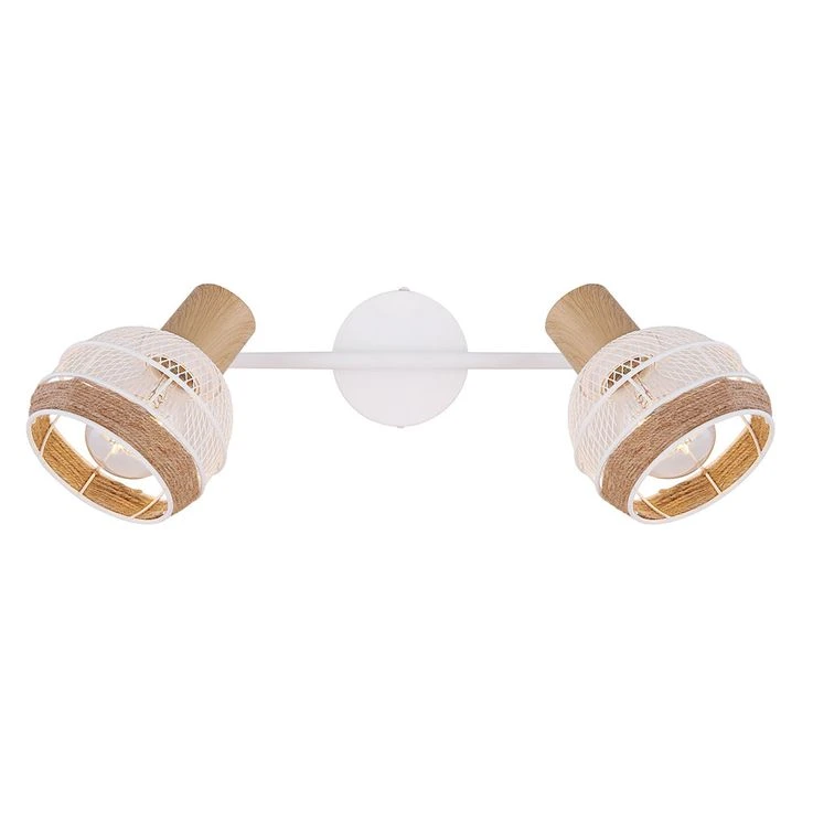 Deckenleuchte, Hanfseil, Weiß-braun, Holz-Optik, Spots Verstellbar, WIDY – Bild 7