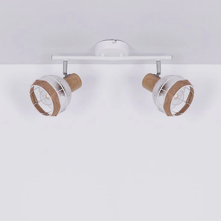 Deckenleuchte, Hanfseil, Weiß-braun, Holz-Optik, Spots Verstellbar, WIDY – Bild 5