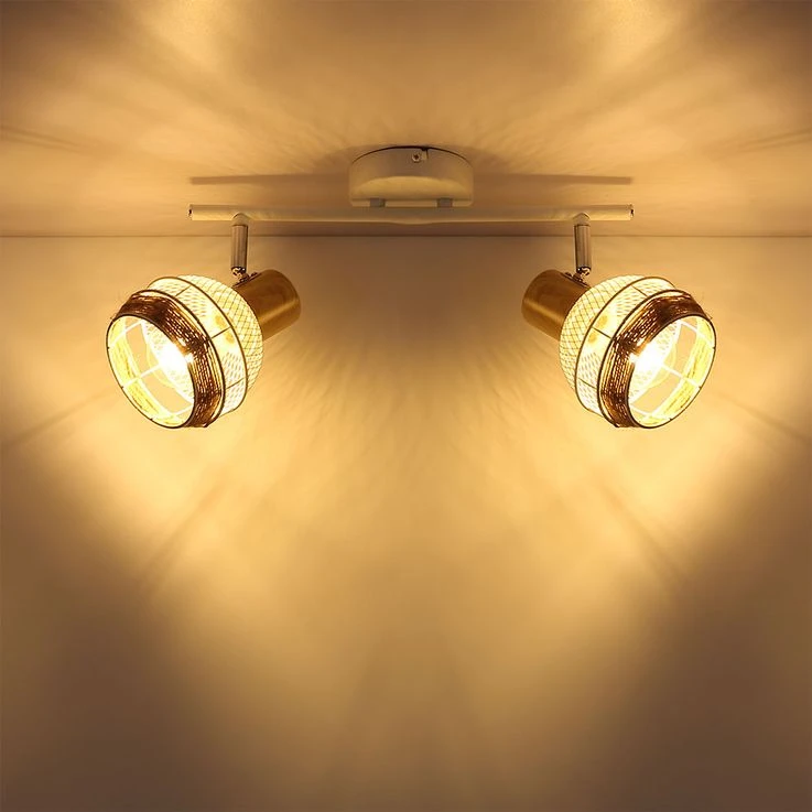 Deckenleuchte, Hanfseil, Weiß-braun, Holz-Optik, Spots Verstellbar, WIDY – Bild 6