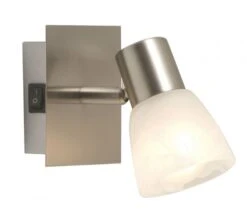 Wandleuchte, Metall, Nickel-matt, Alabaster-Optik, Spot