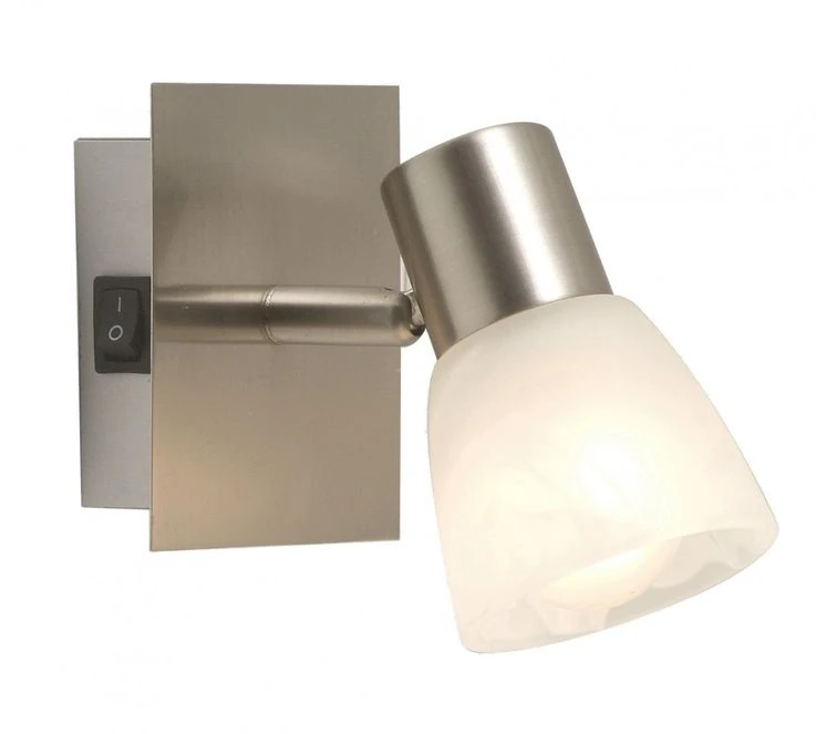 Wandleuchte, Metall, Nickel-matt, Alabaster-Optik, Spot