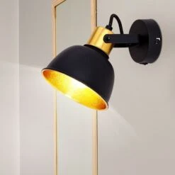 Wandleuchte, Schwarz Gold, Verstellbar, FILLO
