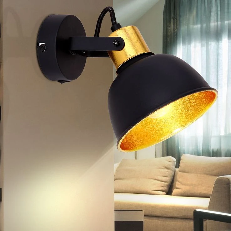 Wandleuchte, Schwarz Gold, Verstellbar, FILLO – Bild 4