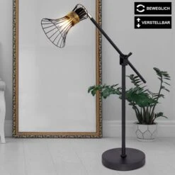 Tischleuchte, Höhenverstellbar, Schwarz-gold, H 52 Cm, PURRA