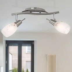 Deckenleuchte, Glas, Chrom, Opal, Satiniert, L 35 Cm