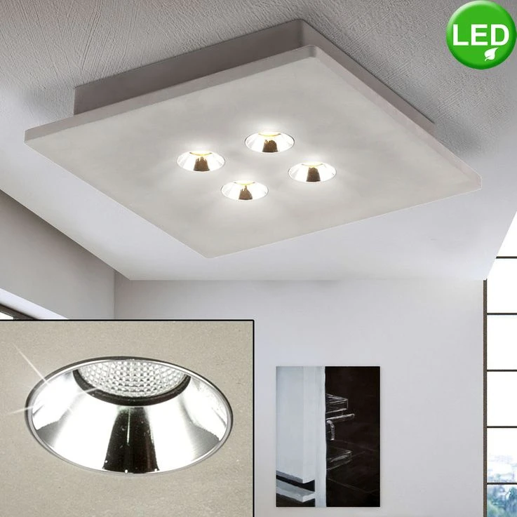 LED Deckenlampe, Grau, Beton, Chrom, TIMO