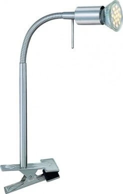 LED Klemmleuchte, Metall, Nickel-matt, Flexo, Kabel 1,5 M