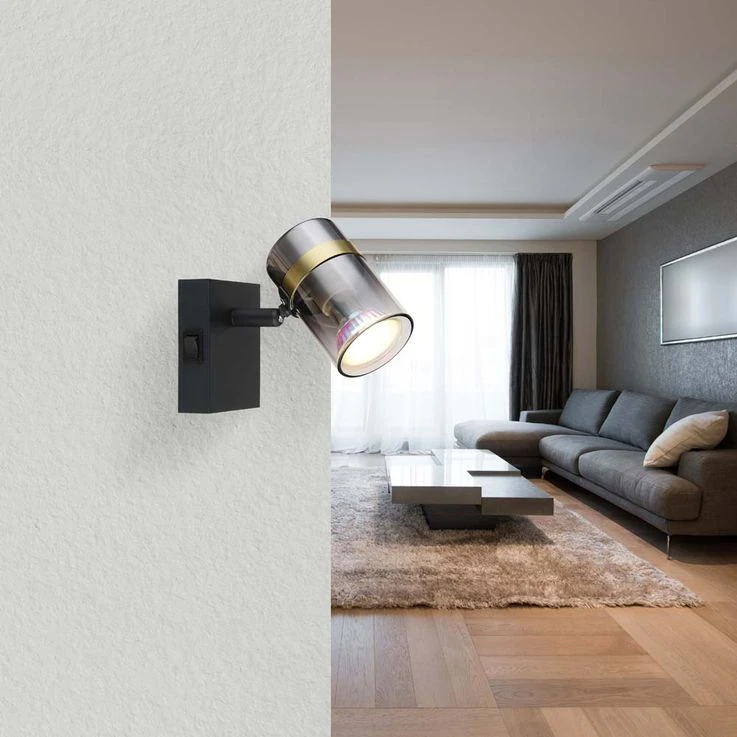 Wandleuchte, Spotleuchte, Metall, Schwarz, H 9,6 Cm – Bild 2