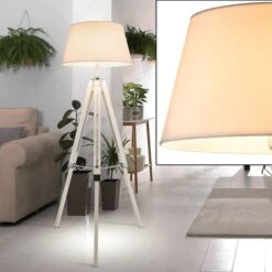 Luxus Stehleuchte Für Ihren Flur Aus Naturholz In Weiß MAREEN