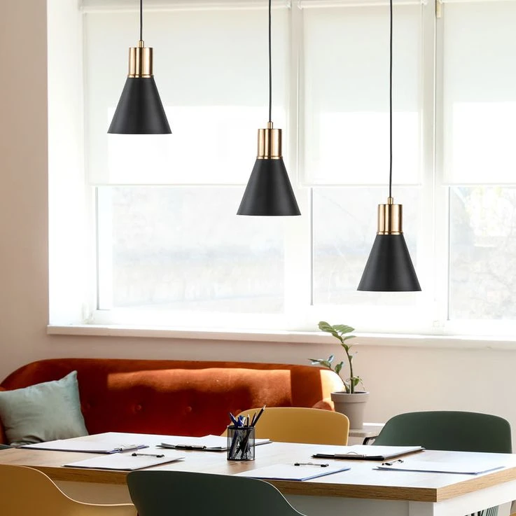 Hängeleuchte, Schwarz, Altmessing H 140 Cm, PLANO – Bild 2