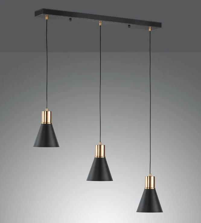 Hängeleuchte, Schwarz, Altmessing H 140 Cm, PLANO – Bild 7