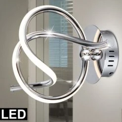 LED Design Wandleuchte Geschwungen, Chrom, Satiniert, WAVE