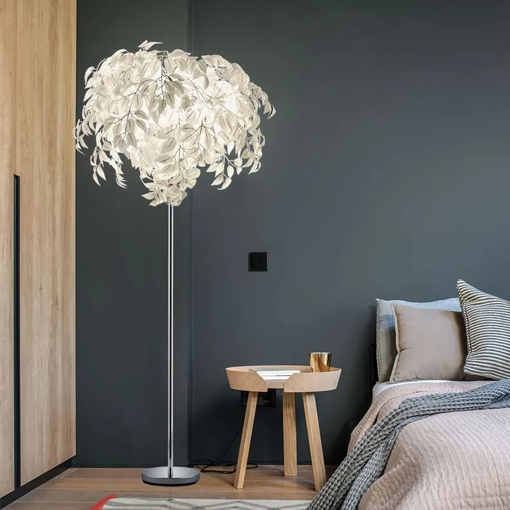 Stehleuchte, Blätter-Design, Chrom, Weiß, H 180 Cm – Bild 8