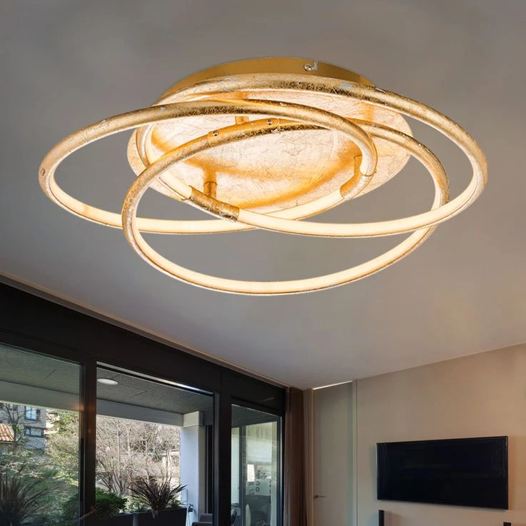 LED Deckenleuchte, Gold, Ring Design, Alu, D 50 Cm – Bild 7