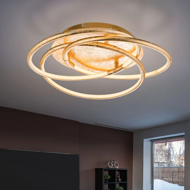 LED Deckenleuchte, Gold, Ring Design, Alu, D 50 Cm – Bild 6