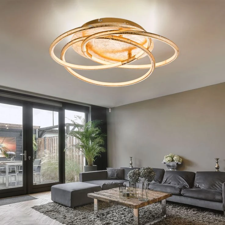 LED Deckenleuchte, Gold, Ring Design, Alu, D 50 Cm – Bild 3