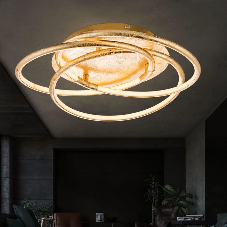 LED Deckenleuchte, Gold, Ring Design, Alu, D 50 Cm – Bild 8