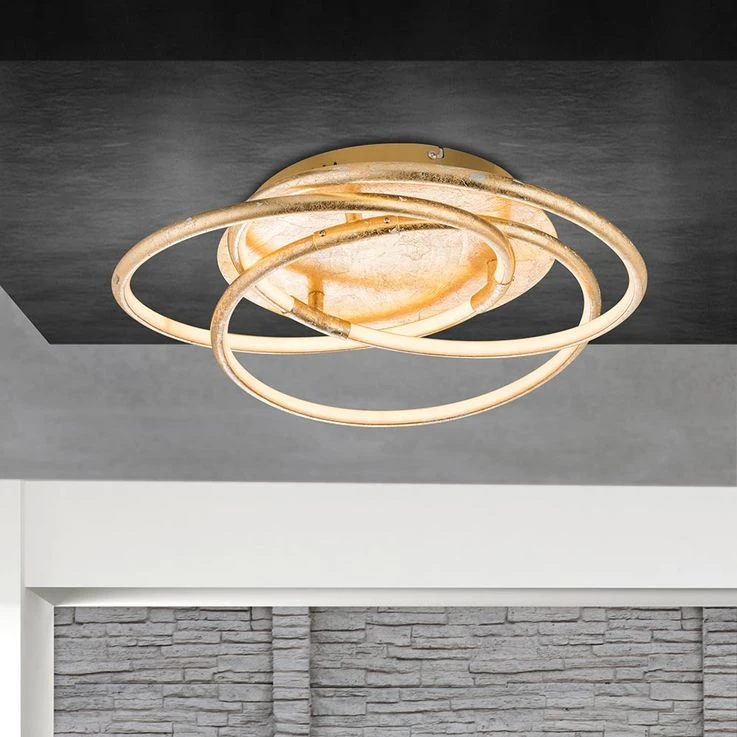 LED Deckenleuchte, Gold, Ring Design, Alu, D 50 Cm – Bild 10