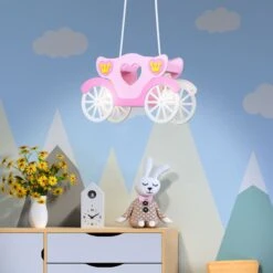 Mädchen Kinderzimmerlampe Kutschen Design, Pink, H 75 Cm