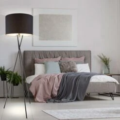 Standlampe Für Ihr Esszimmer Mit Textil Schirm Schwarz GUSTAV