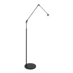 Stehlampe, Metall, Schwarz, Höhenverstellbar, H 210 Cm