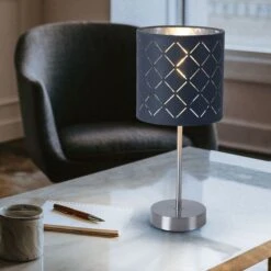 Tischleuchte Aus Textil In Grau Für Ihren Wohnraum KIDAL