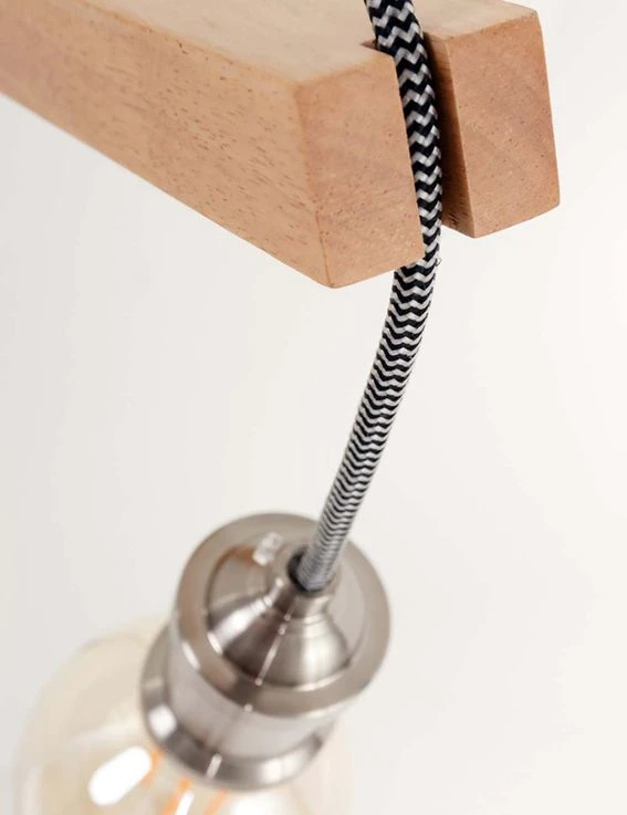 Wandleuchte, Holz Braun, Metall Silber, H 28 Cm – Bild 4