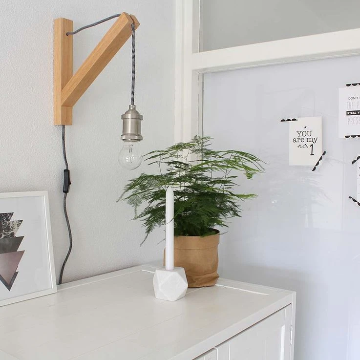 Wandleuchte, Holz Braun, Metall Silber, H 28 Cm – Bild 7