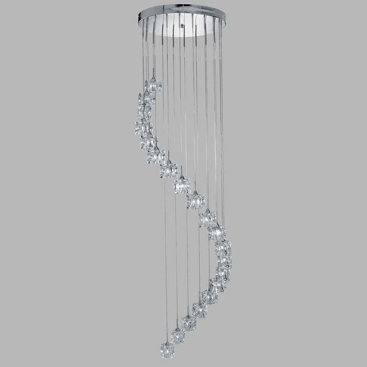 Ice Cube Led, 20Flammiger Multi-Drop (Höhe 3M), Klarglas, Chrom – Bild 2