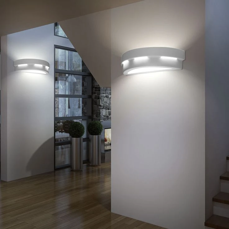 Up Down Wandleuchte, Keramik Weiß, Glas Satiniert – Bild 8