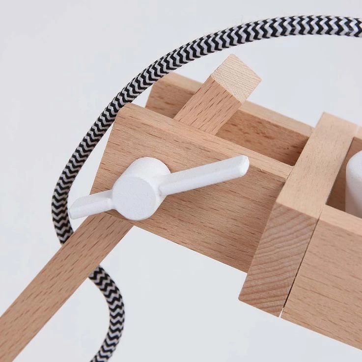 Tischleuchte, Verstellbar, Holz Natur, Metall Weiß, H 68 Cm – Bild 10