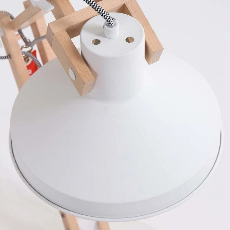 Tischleuchte, Verstellbar, Holz Natur, Metall Weiß, H 68 Cm – Bild 20