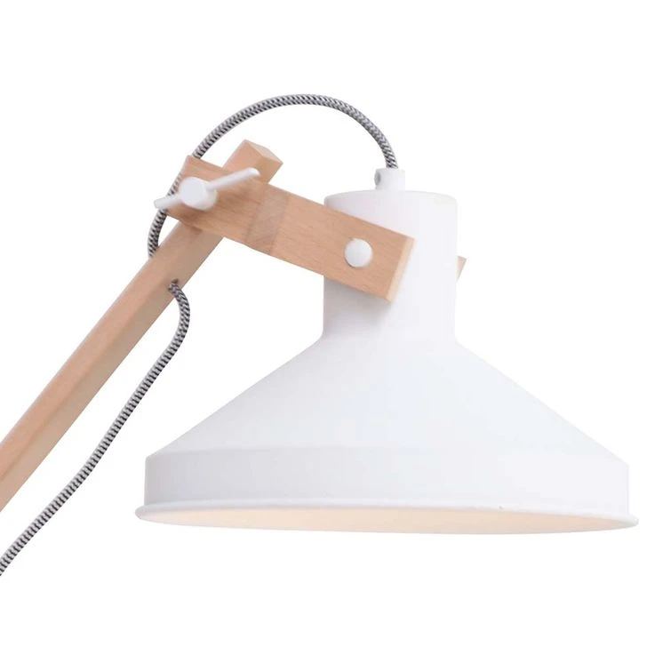 Tischleuchte, Verstellbar, Holz Natur, Metall Weiß, H 68 Cm – Bild 5