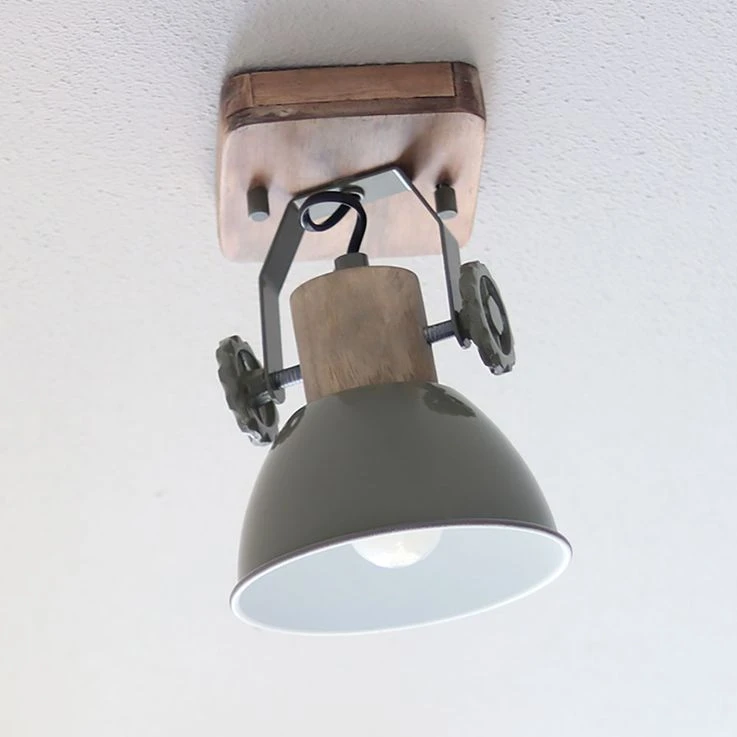 Wandstrahler, Eichenholz, Metall Grau, H 17 Cm, GEARWOOD – Bild 4